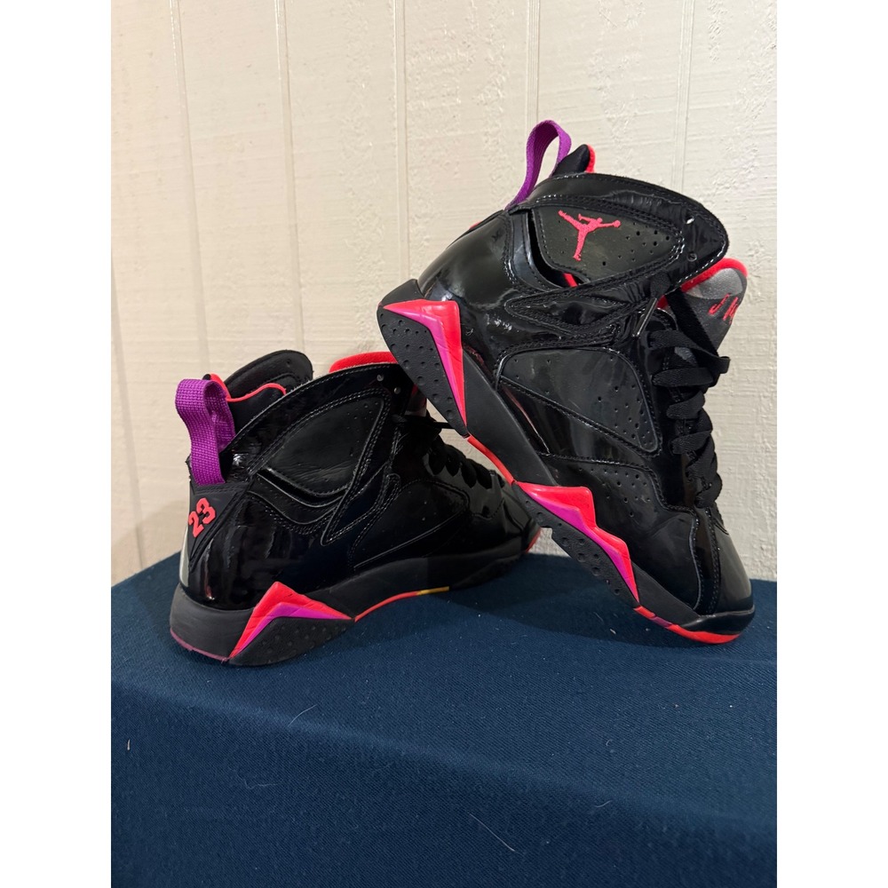 Nike Air Jordan 7 Retro Patent Leather Black Crimson 313358-006 Womens 8.5
